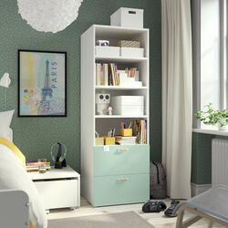 Etajera Ikea Smastad/Platsa 2 sertare/3 rafturi 60x57x181 (Alb/Verde Deschis)