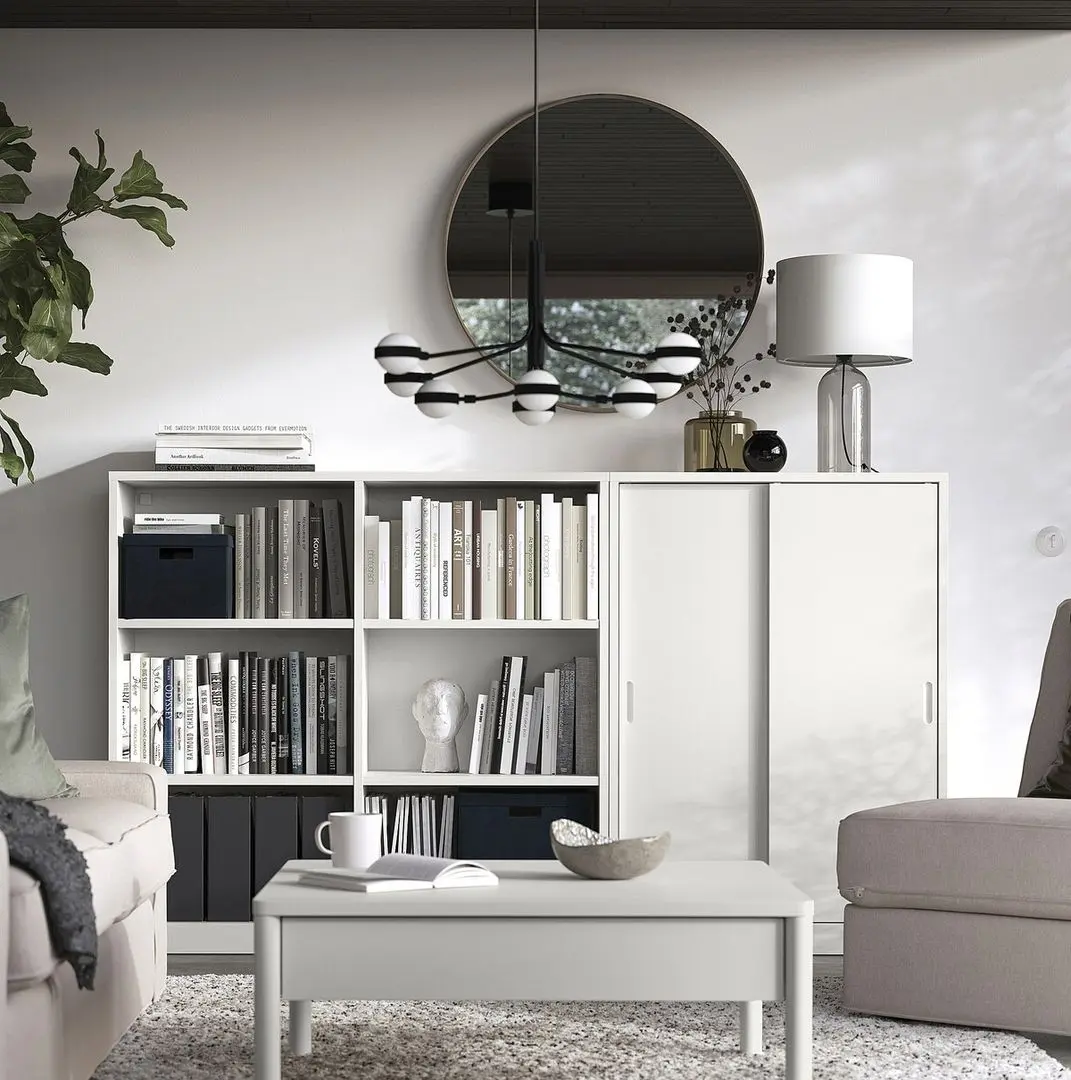 Etajera Ikea Tonstad usi glisante 201x37x116 (Alb)