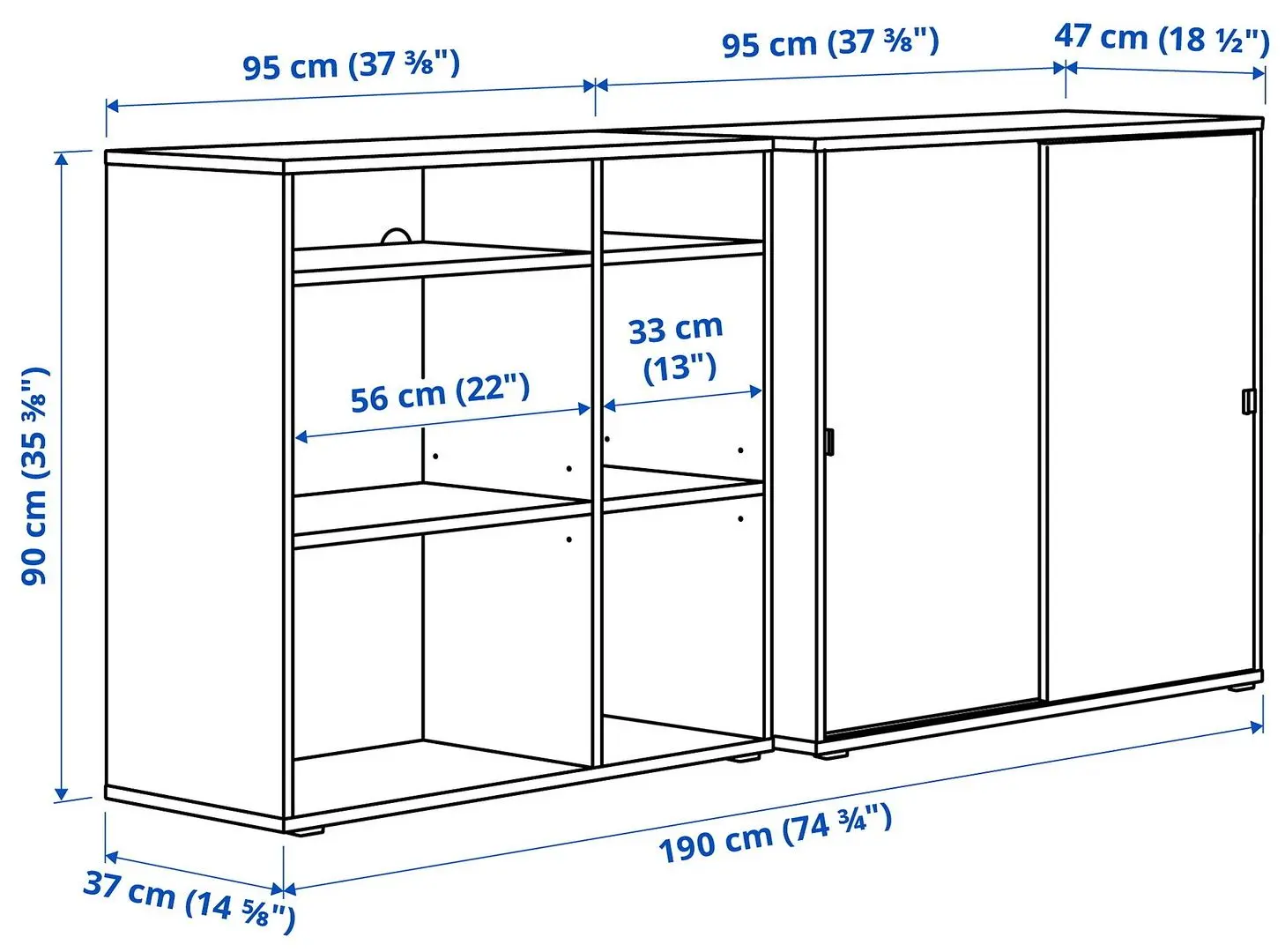 Etajera Ikea Vihals 190x47x90 (Gri inchis)