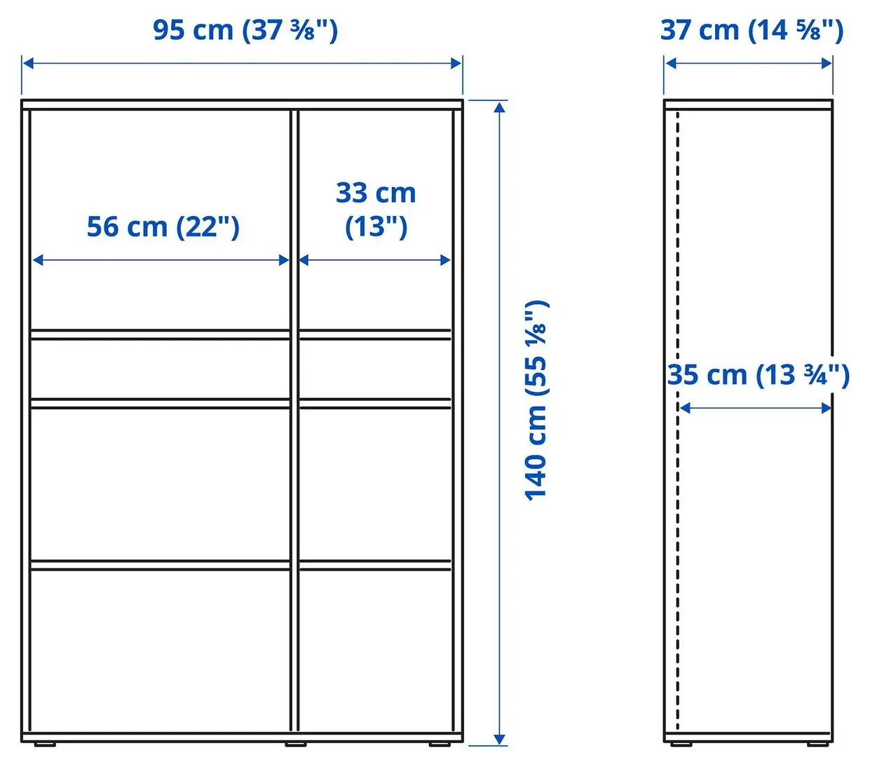 Etajera Ikea Vihals usi sticla 190x37x140 (Gri-inchis)