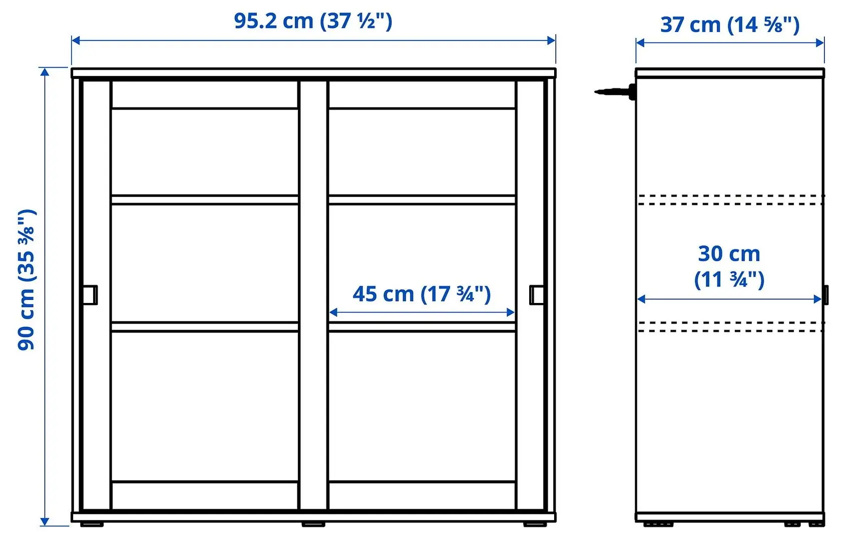 Etajera Ikea Vihals usi sticla 190x37x140 (Gri-inchis)