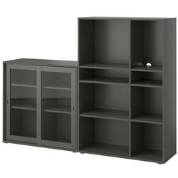 Etajera Ikea Vihals usi sticla 190x37x140 (Gri-inchis) Thumb