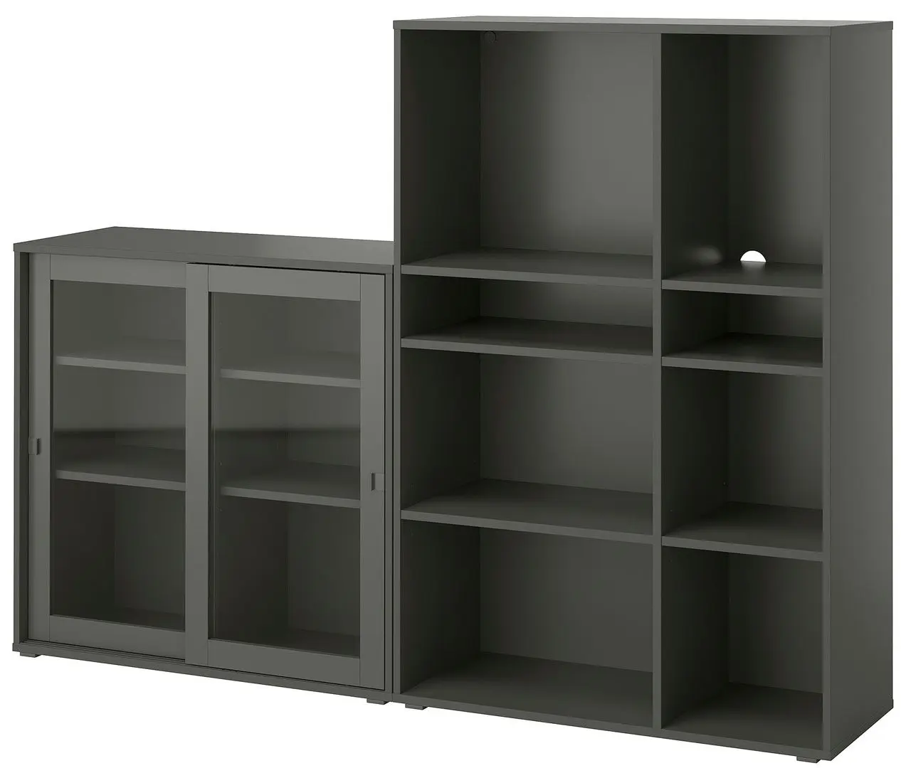 Etajera Ikea Vihals usi sticla 190x37x140 (Gri-inchis)