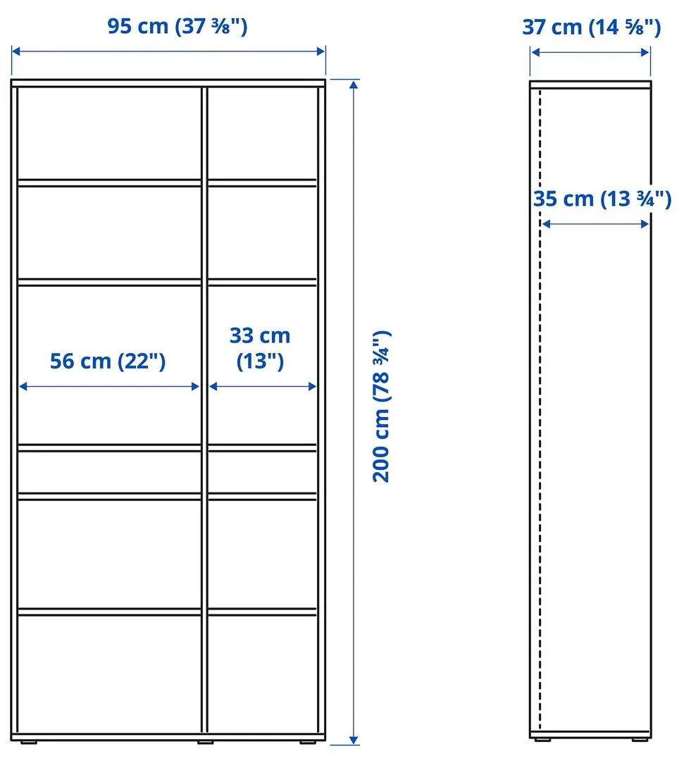 Etajera Ikea Vihals usi sticla 190x37x200 (Gri-inchis)