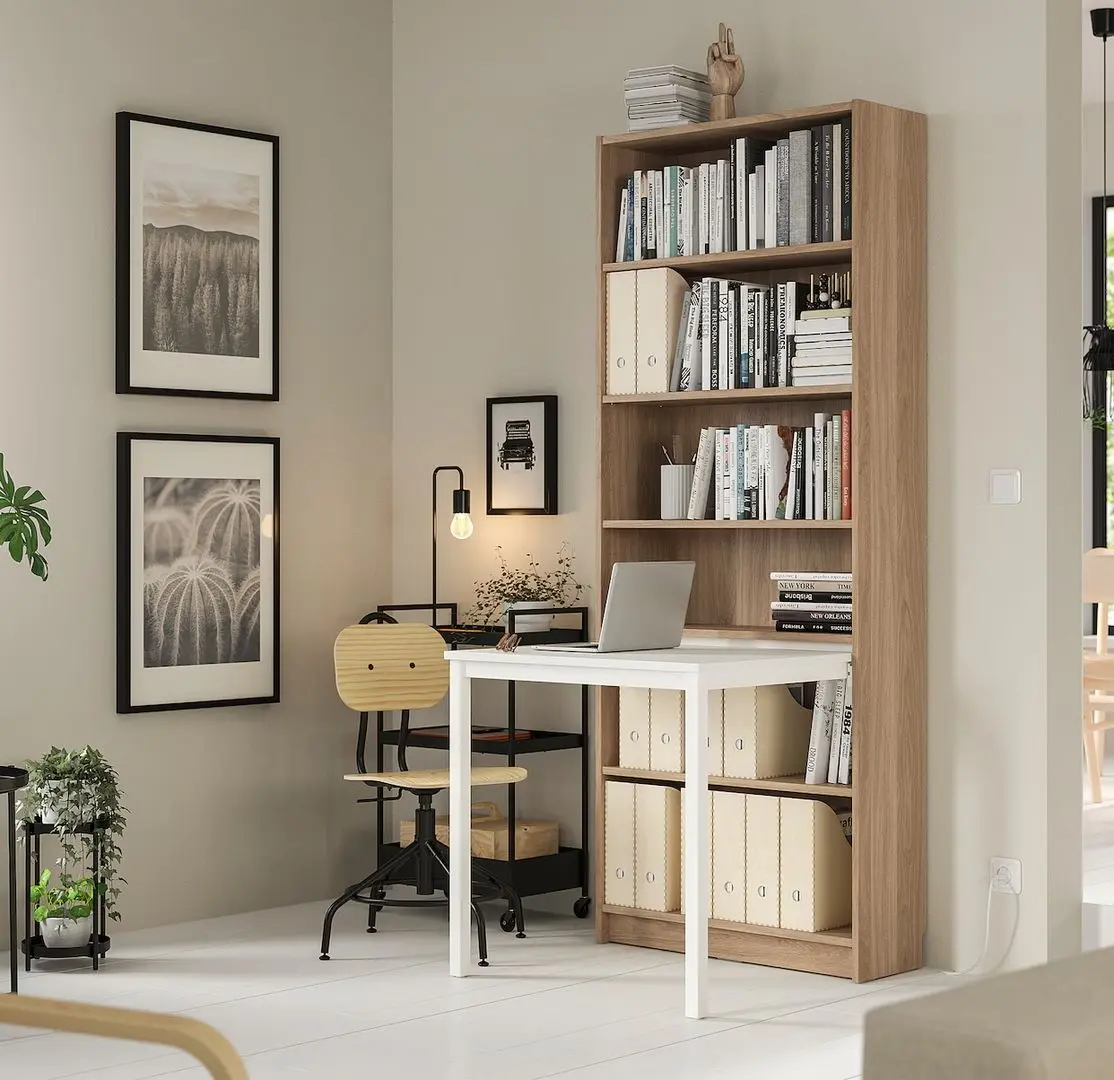 Etajeră cu birou Ikea Billy 80x202 (Aspect Stejar/Alb)