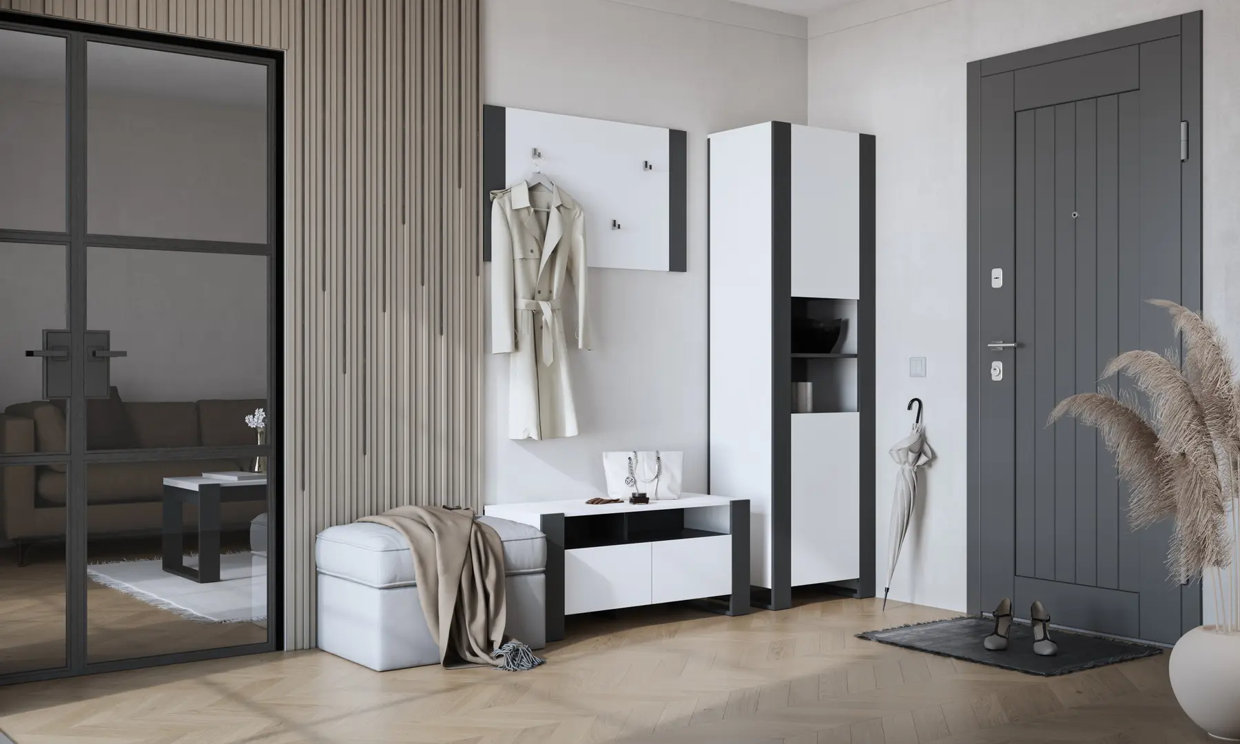 Etajera Magnusplus Combo CO7 59.6x200x42.1 (Graphite/White)