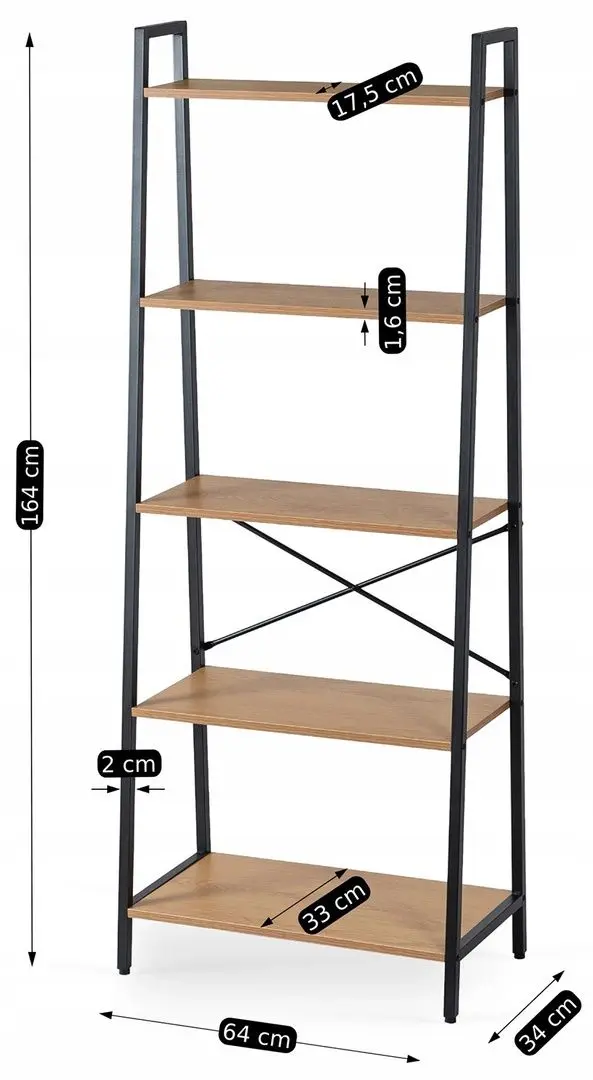 Стеллаж Mebel Elite Erva (Craft Oak Golden/Black) - 2