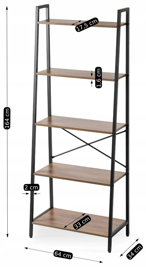 Стеллаж Mebel Elite Erva (Walnut/Black) - 4