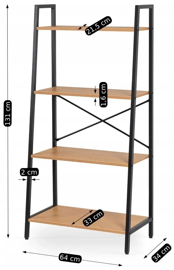 Стеллаж Mebel Elite Gia (Oak/Black) - 2