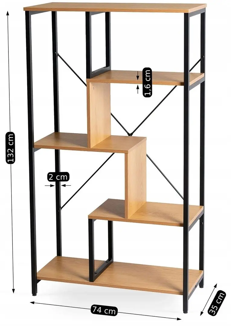 Стеллаж Mebel Elite Tim (Craft Oak Golden/Black) - 2