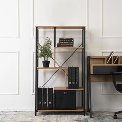 Стеллаж Mebel Elite Tim (Craft Oak Golden/Black) Thumb