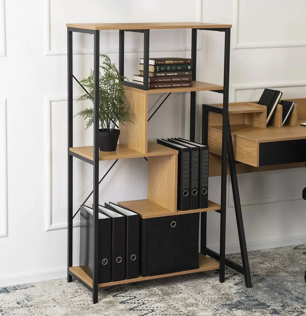 Стеллаж Mebel Elite Tim (Craft Oak Golden/Black)