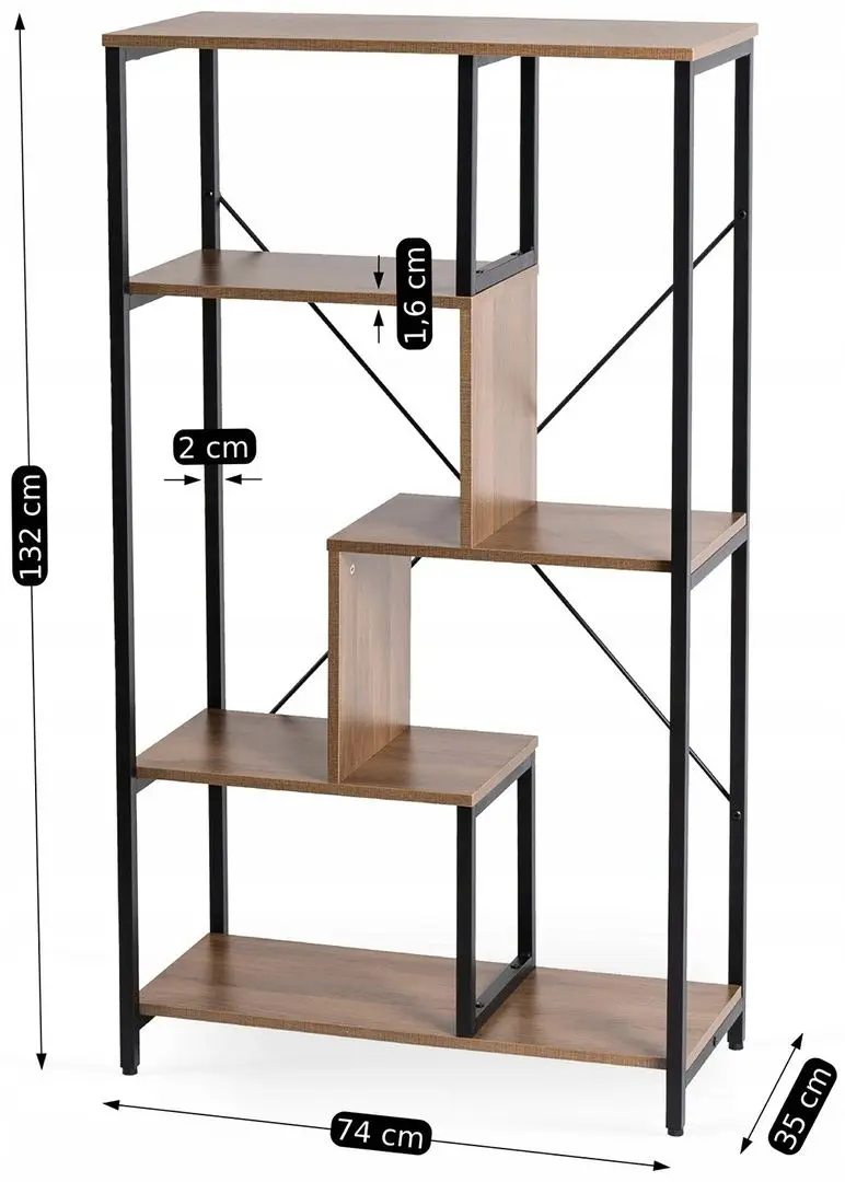 Etajera Mebel Elite Tim (Walnut/Black) - 2
