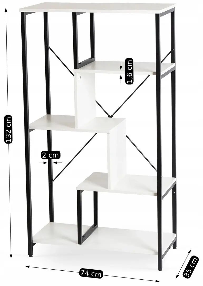 Стеллаж Mebel Elite Tim (White/Black) - 3