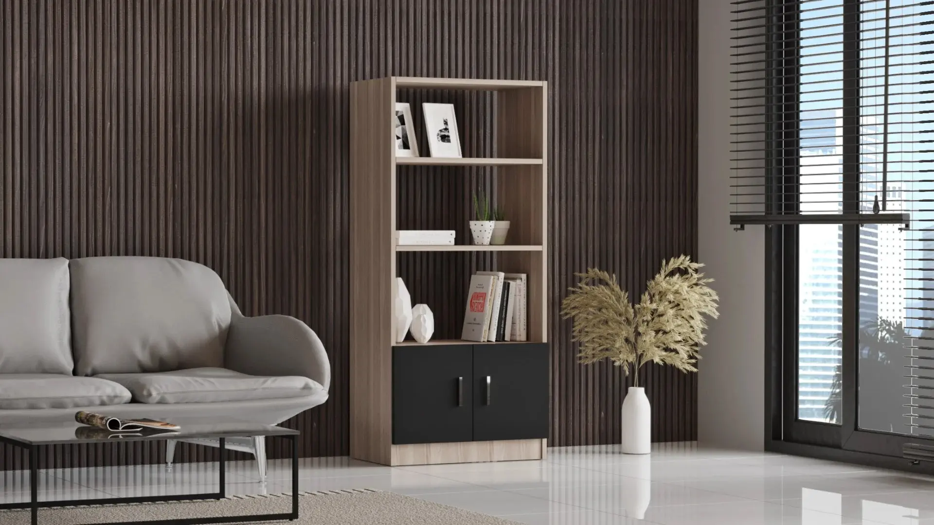 Etajera Mirage Design Vario VO4-OB (Oak/Larex Black)