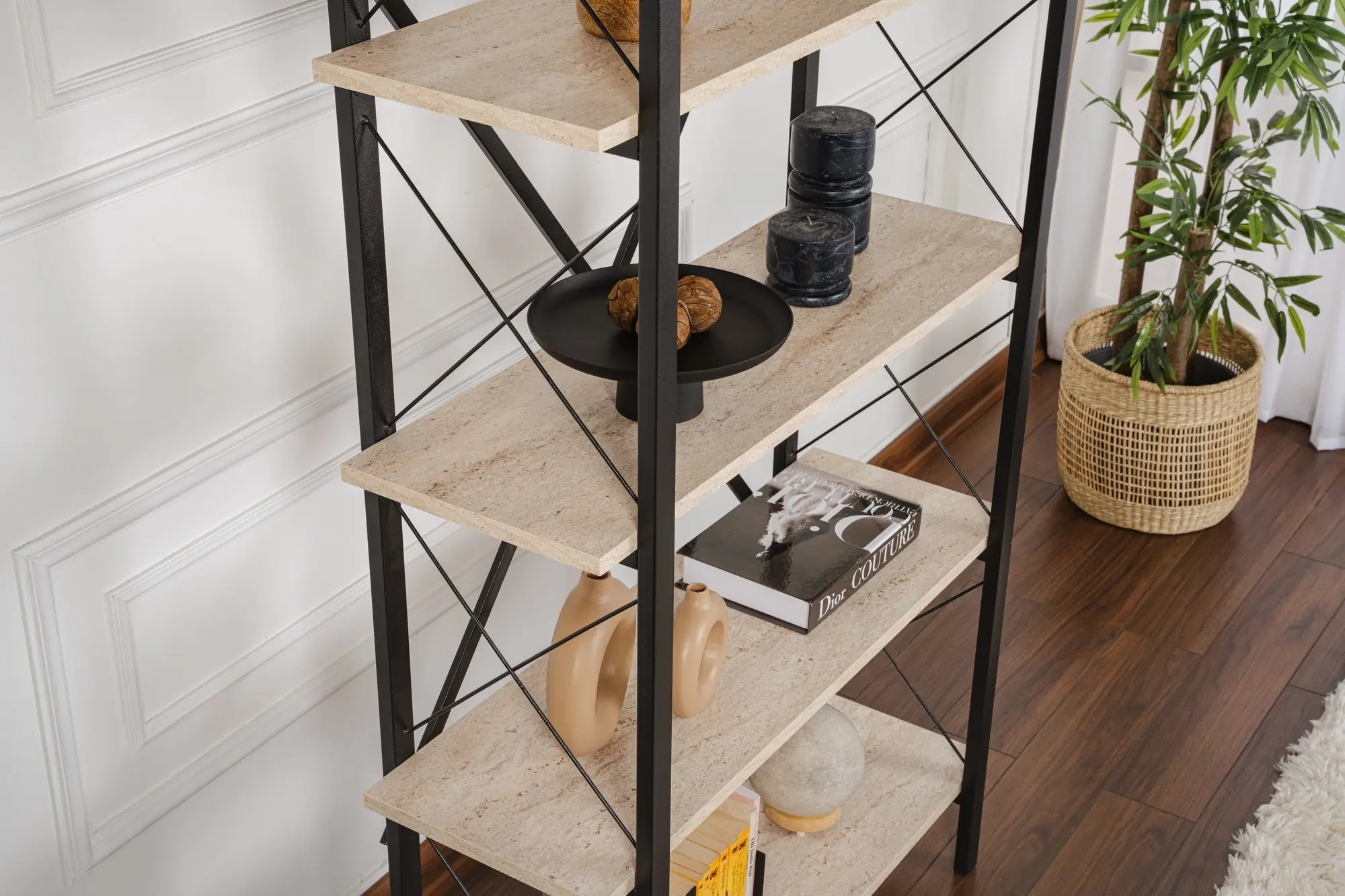 Etajera Mirage Meble Elysian (Travertine/Black)