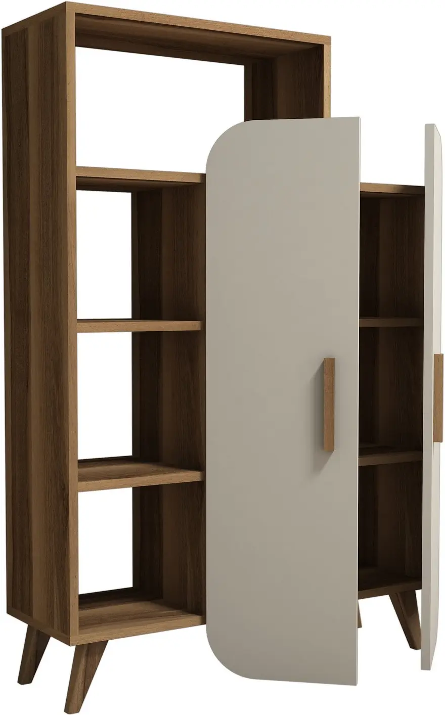 Стеллаж Mirage Meble Form 90х132х32 (Walnut/Cream)