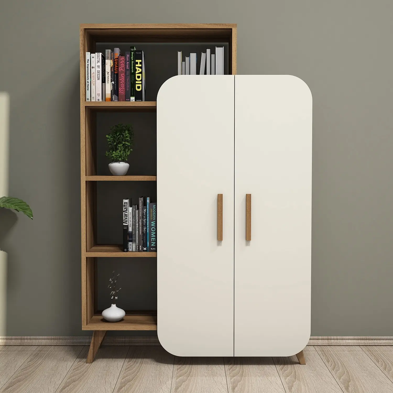 Стеллаж Mirage Meble Form 90х132х32 (Walnut/Cream)