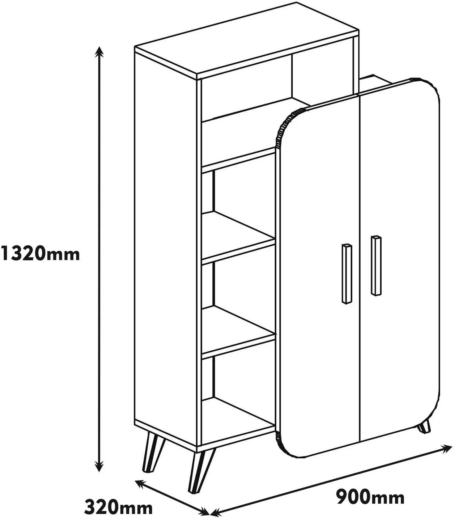 Стеллаж Mirage Meble Form 90х132х32 (Walnut/Cream)