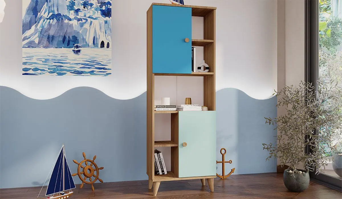 Etajera ModaLife Hera Loft 60 (Atlantic Pine Canyon/Blue/Turquoise)