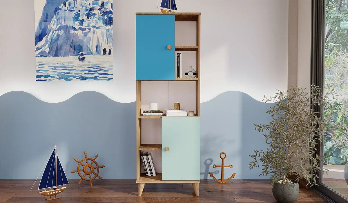 Etajera ModaLife Hera Loft 60 (Atlantic Pine Canyon/Blue/Turquoise)