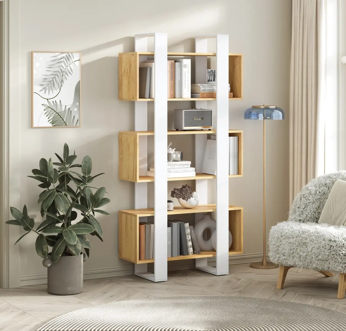 Стеллаж Пехотин 18 (Дуб Сонома/Белый)