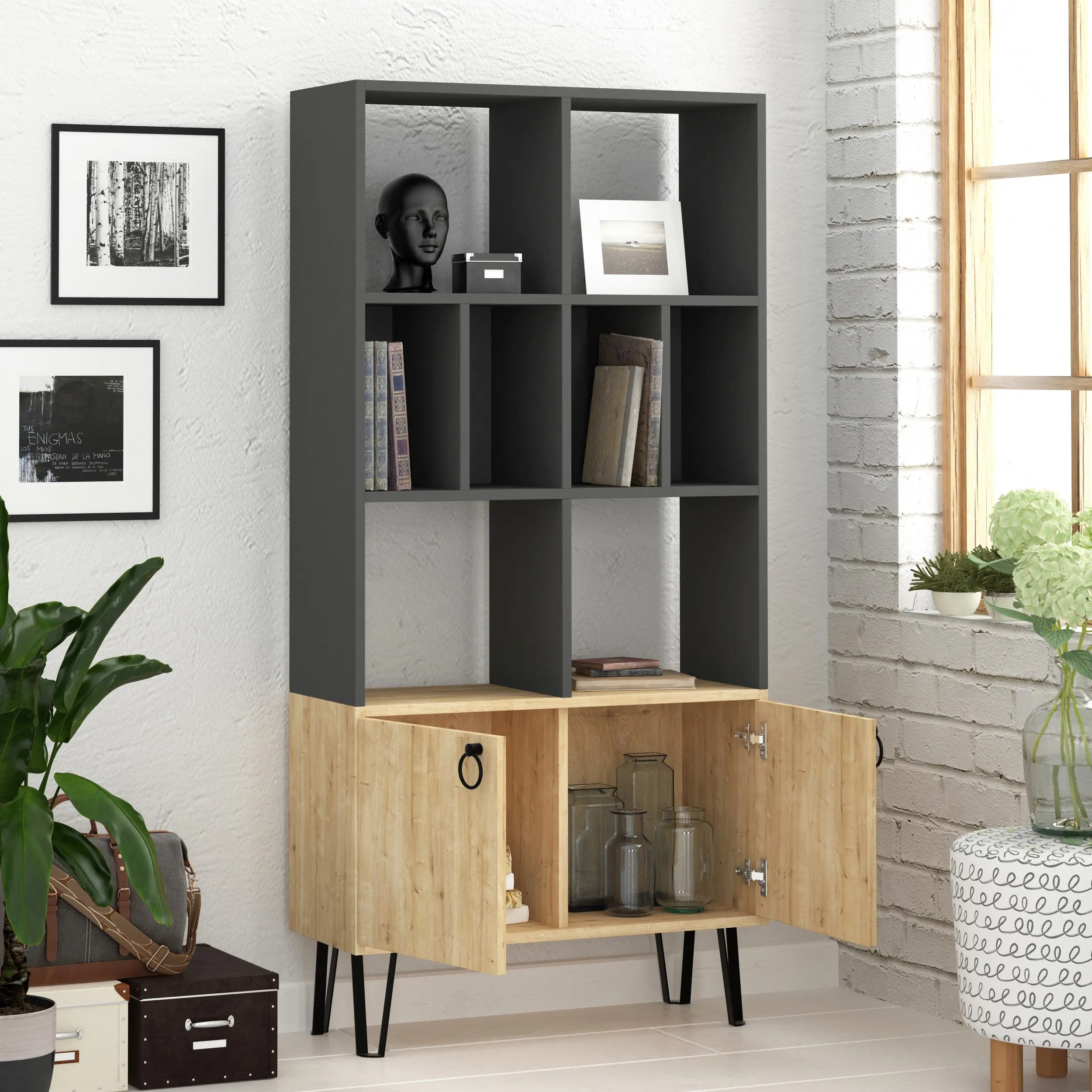 Etajera Showdeko Bene (Anthracite/Oak) - 2