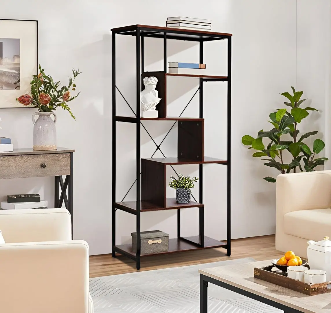 Etajera Signal Net A (Walnut Dark/Black)