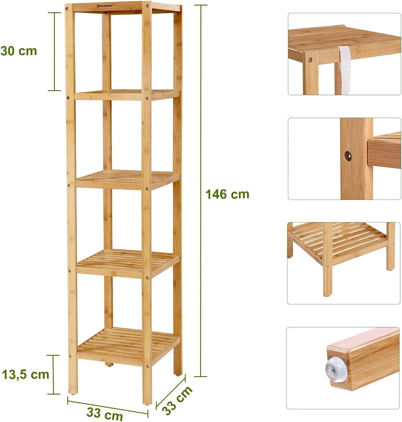 Etajera Songmics BCB55Y (Bamboo) - 6