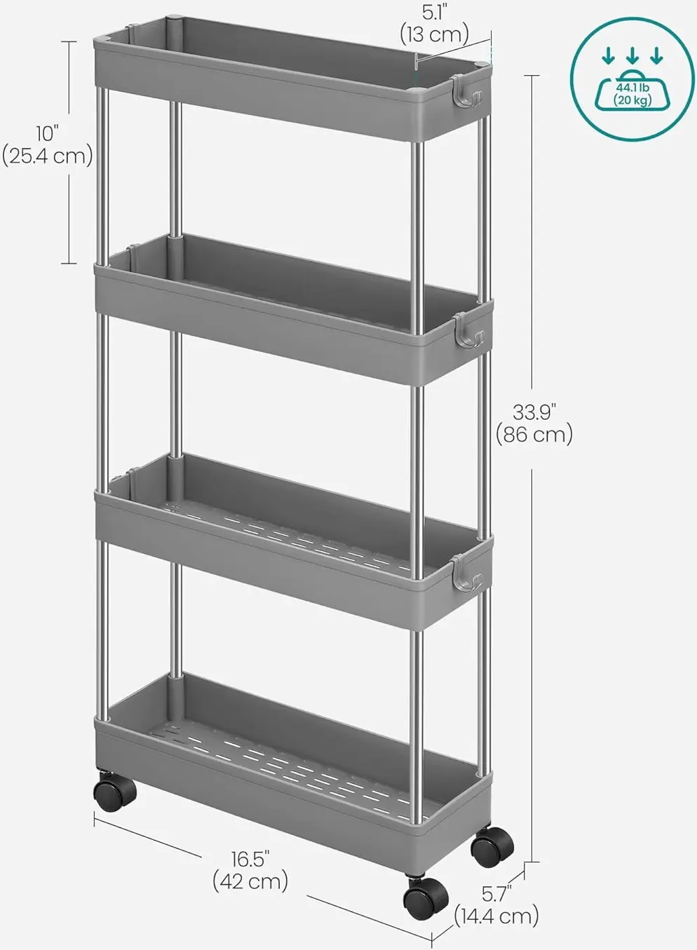 Стеллаж Songmics KSC008G01 (Grey)