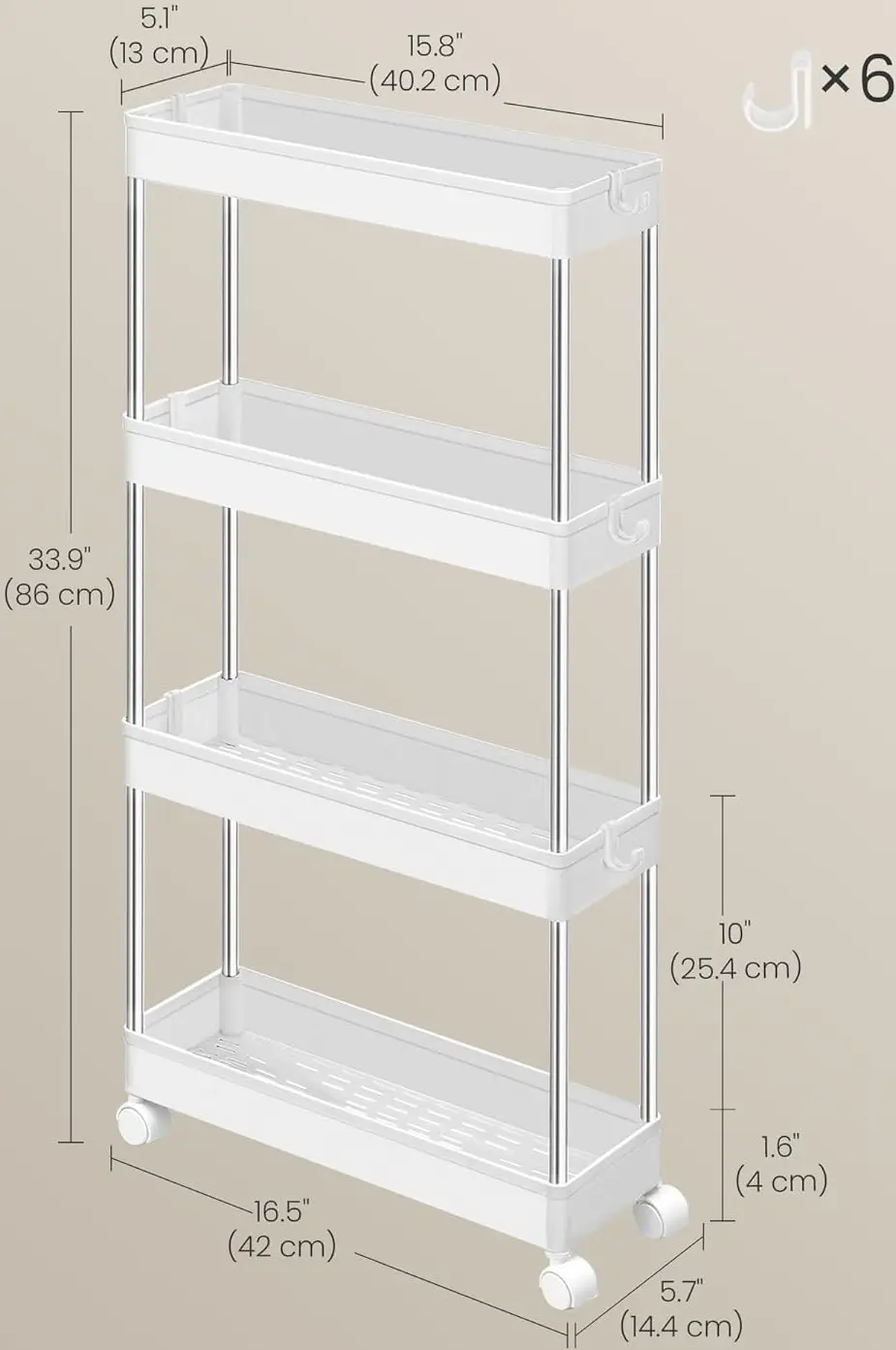 Стеллаж Songmics KSC08WT (White) - 5