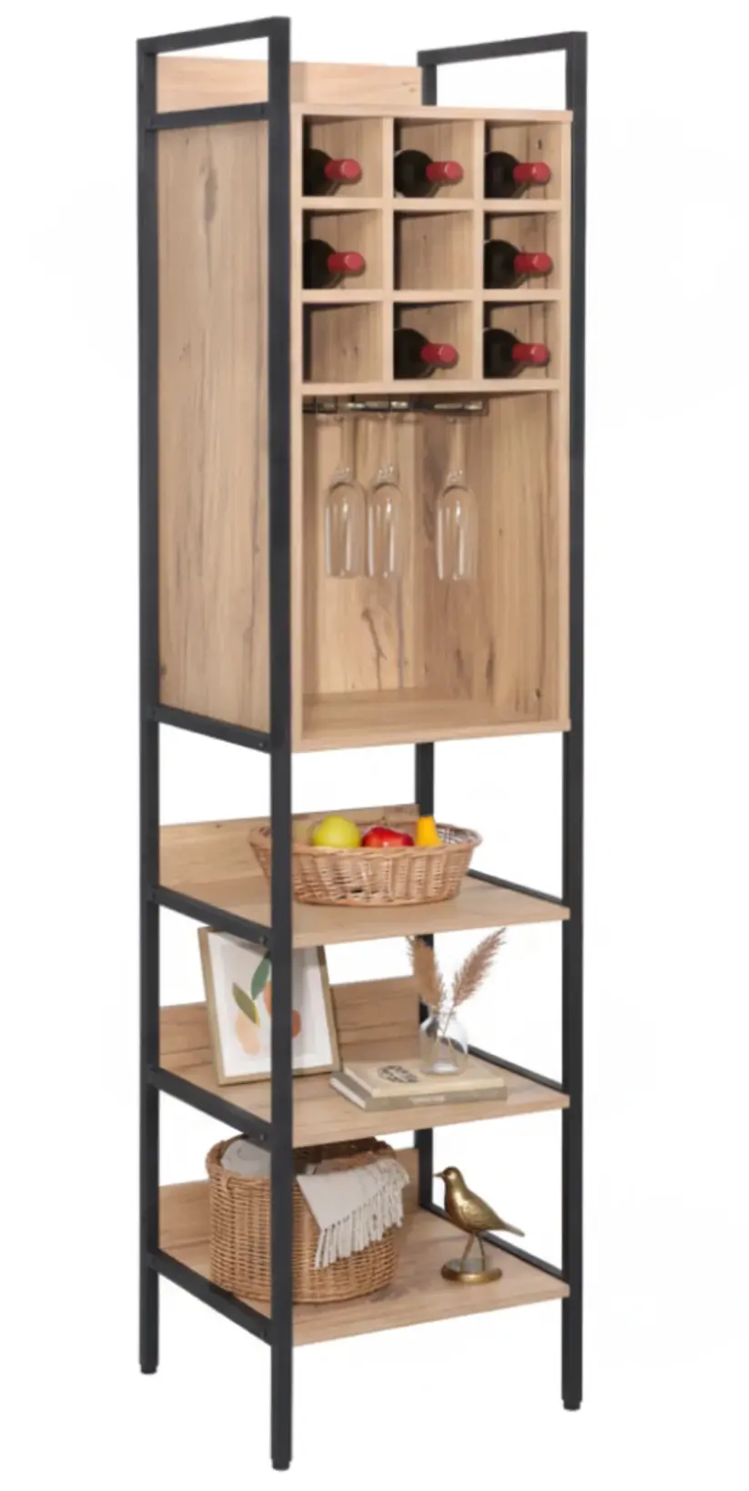 Etajera pentru sticle Tempo Kondela Vinpo (Oak/Black) - 6