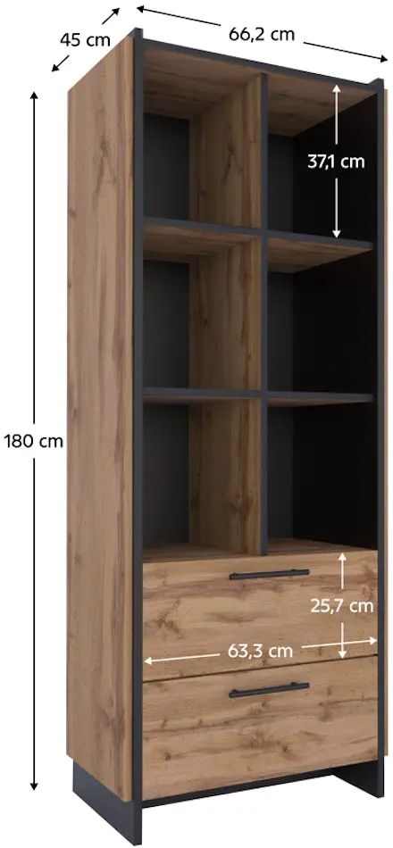 Стеллаж Tempo Kondela Amoni 2S (Wotan Oak/Black) - 4