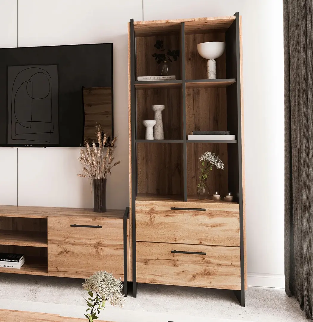 Стеллаж Tempo Kondela Amoni 2S (Wotan Oak/Black)