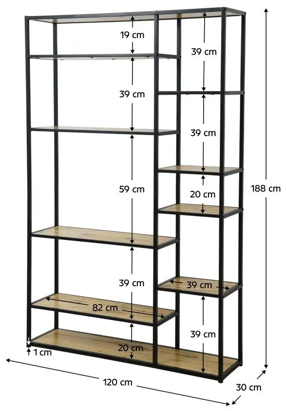 Etajera Tempo Kondela Bilote Typ 4 (Oak/Black)
