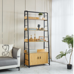 Etajera Tempo Kondela Chariton (Dark Oak/Black)