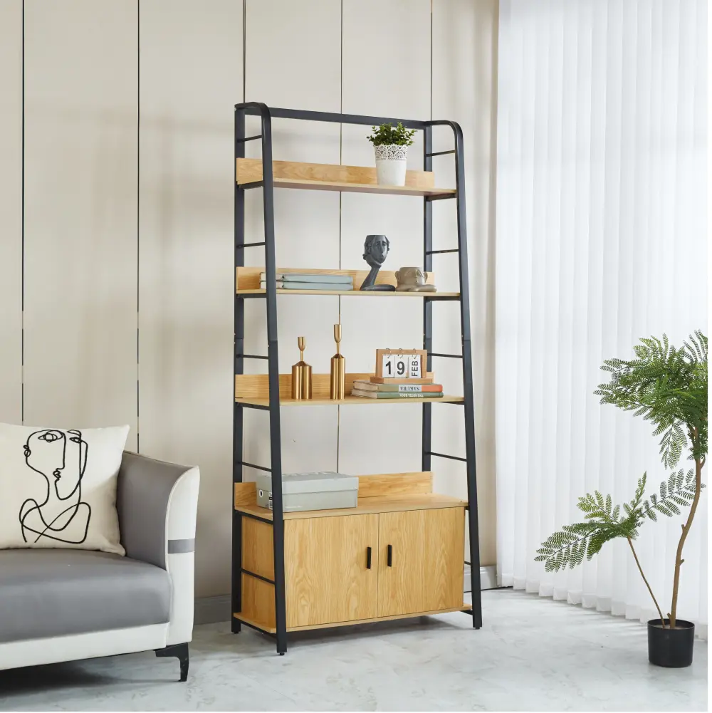 Etajera Tempo Kondela Chariton (Dark Oak/Black)