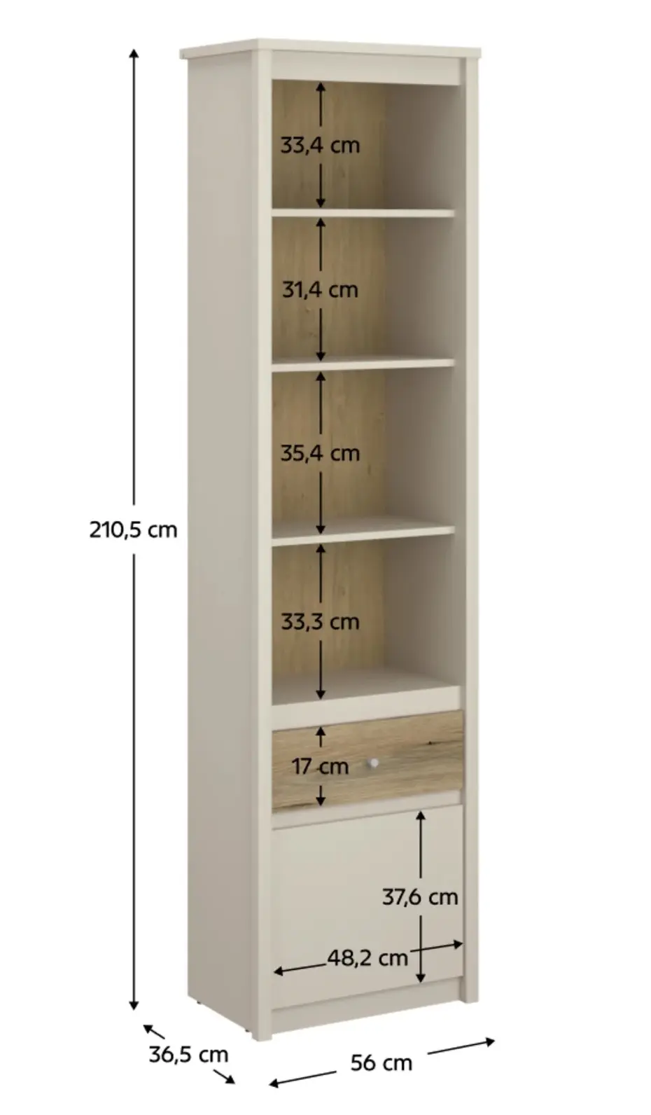 Стеллаж Tempo Kondela Karos 1D1S (Cashmere/Evoke Oak) - 4
