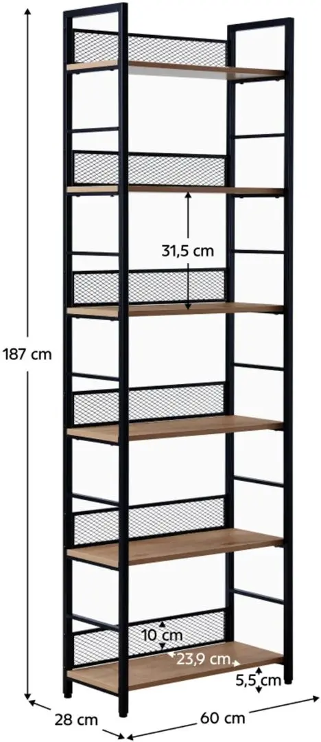 Etajera Tempo Kondela Keler Tip 3 (Black/Oak)