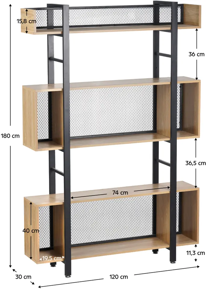 Etajera Tempo Kondela Kilis New Tip 3 (Oak/Black)