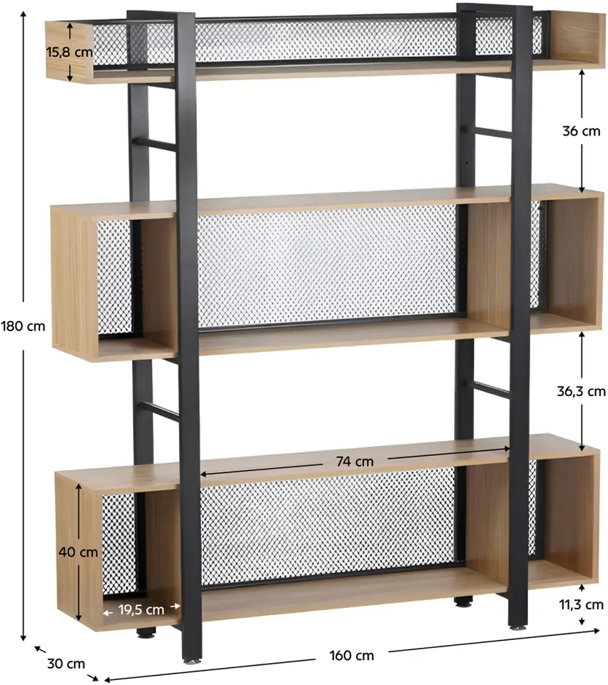 Etajera Tempo Kondela Kilis New Tip 4 (Oak/Black)