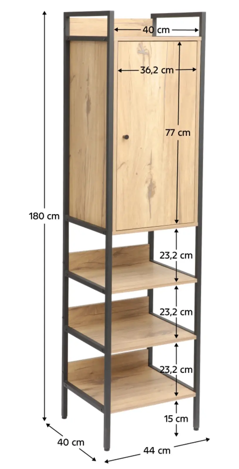 Etajera Tempo Kondela Lorva (Oak/Black) - 6