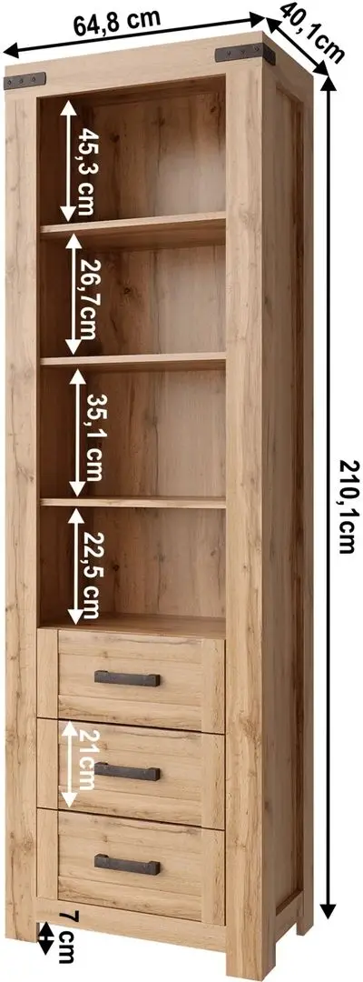 Стеллаж Tempo Kondela Moratiz 3S (Wotan Oak) - 3