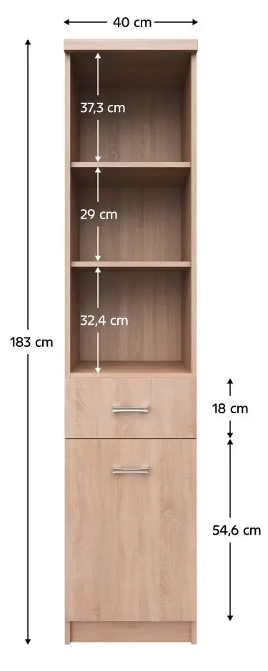 Etajera Tempo Kondela Topty Typ 33 1D1S (Sonoma Oak)