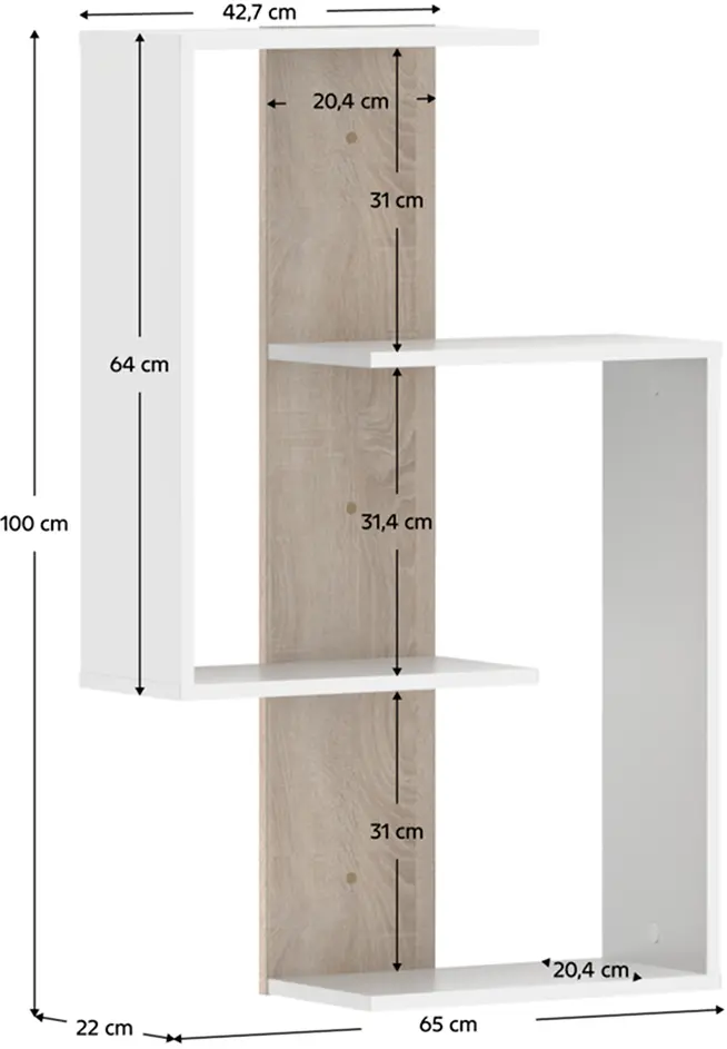 Etajera Tempo Kondela Valpa (White/Sonoma Oak)