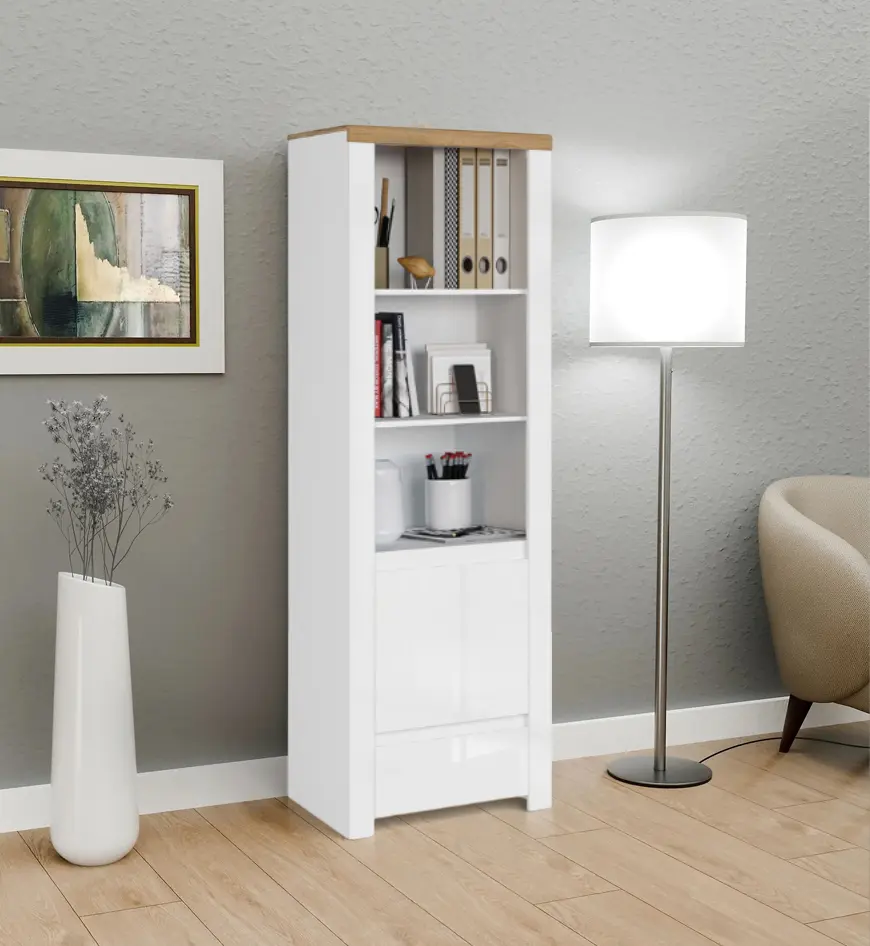 Стеллаж Tempo Kondela Vilgo (Glossy White/Wotan Oak)