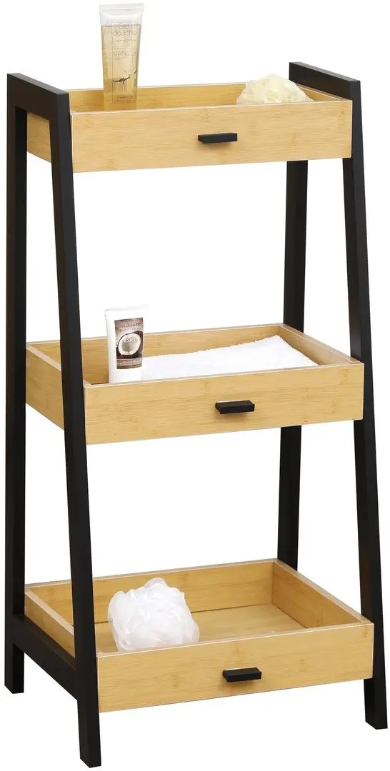 Etajera Tendance 52013 45x35x90cm (Black/Bamboo)