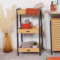 Etajera Tendance 52013 45x35x90cm (Black/Bamboo)