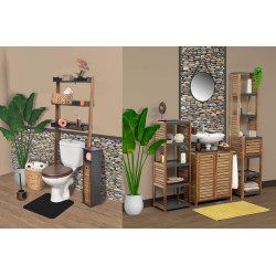 Etajera Tendance 52008 36.5x30x83cm (Black/Wood) Thumb