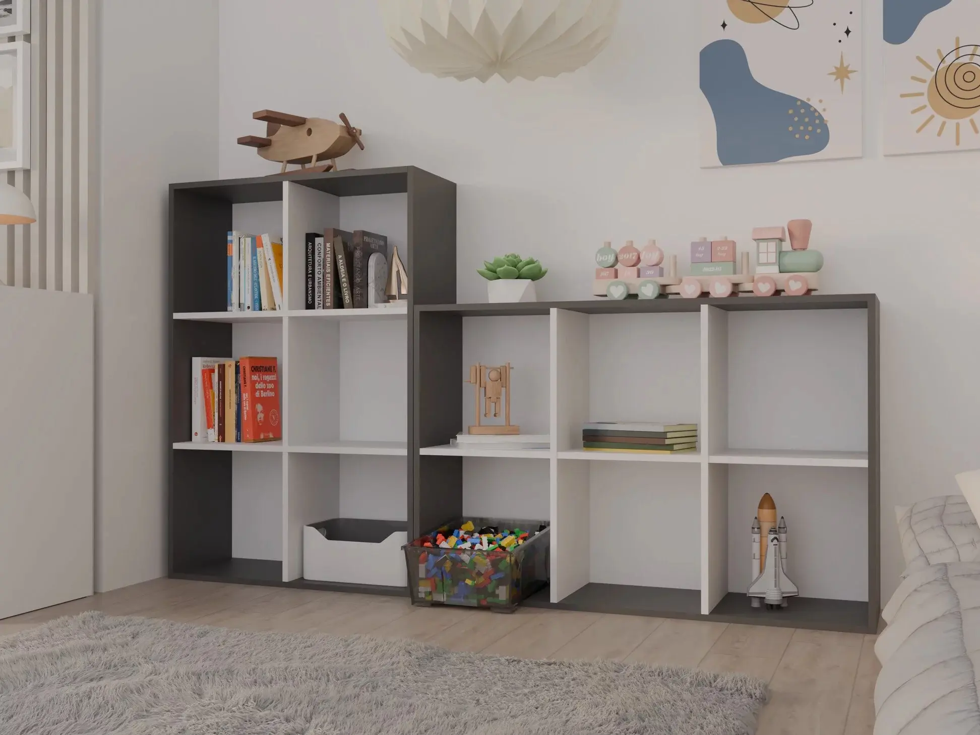 Etajera TopEshop Malax 2x3 (Anthracite/White) - 2